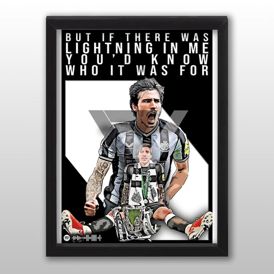 Newcastle Song Lyric A4 Poster - "Lightning" | Football art decor