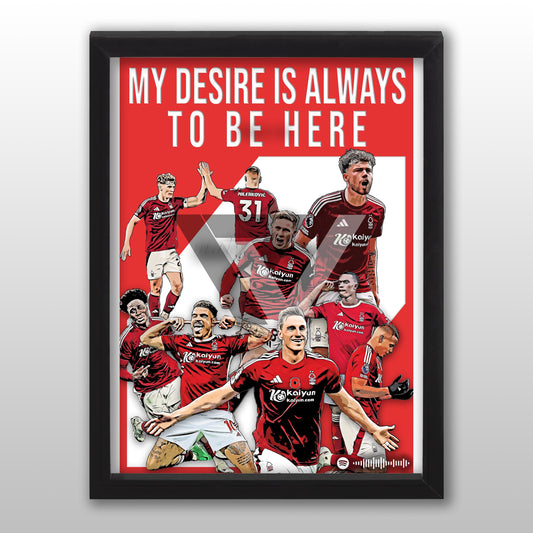 Nottingham Forest Song Lyric A4 Poster - "Desire" | Football art decor