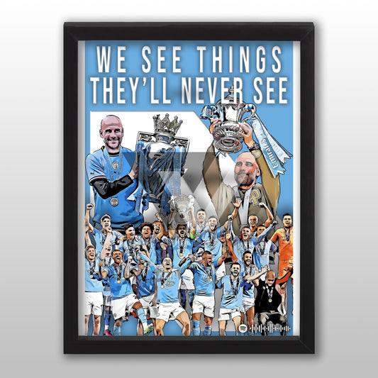 Manchester City Song Lyric A4 Poster - "See Things" | Football art decor