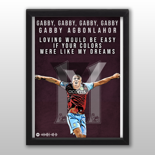 Aston Villa Song Lyric A4 Poster - "Gabby" | Football art decor