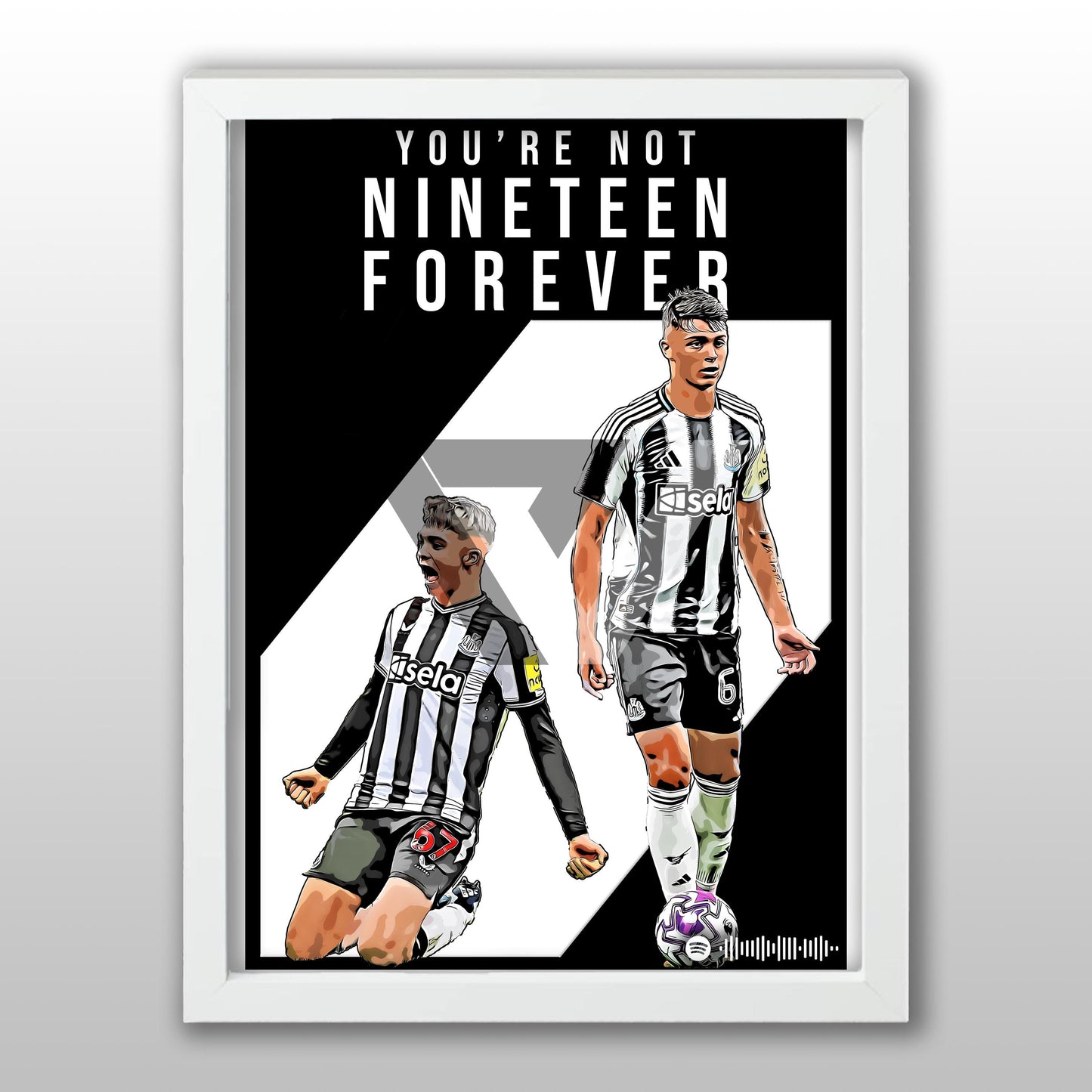 Newcastle Song Lyric A4 Poster - "Nineteen" | Football art decor