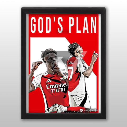 Arsenal Song Lyric A4 Poster - "God Plan" | Football art decor