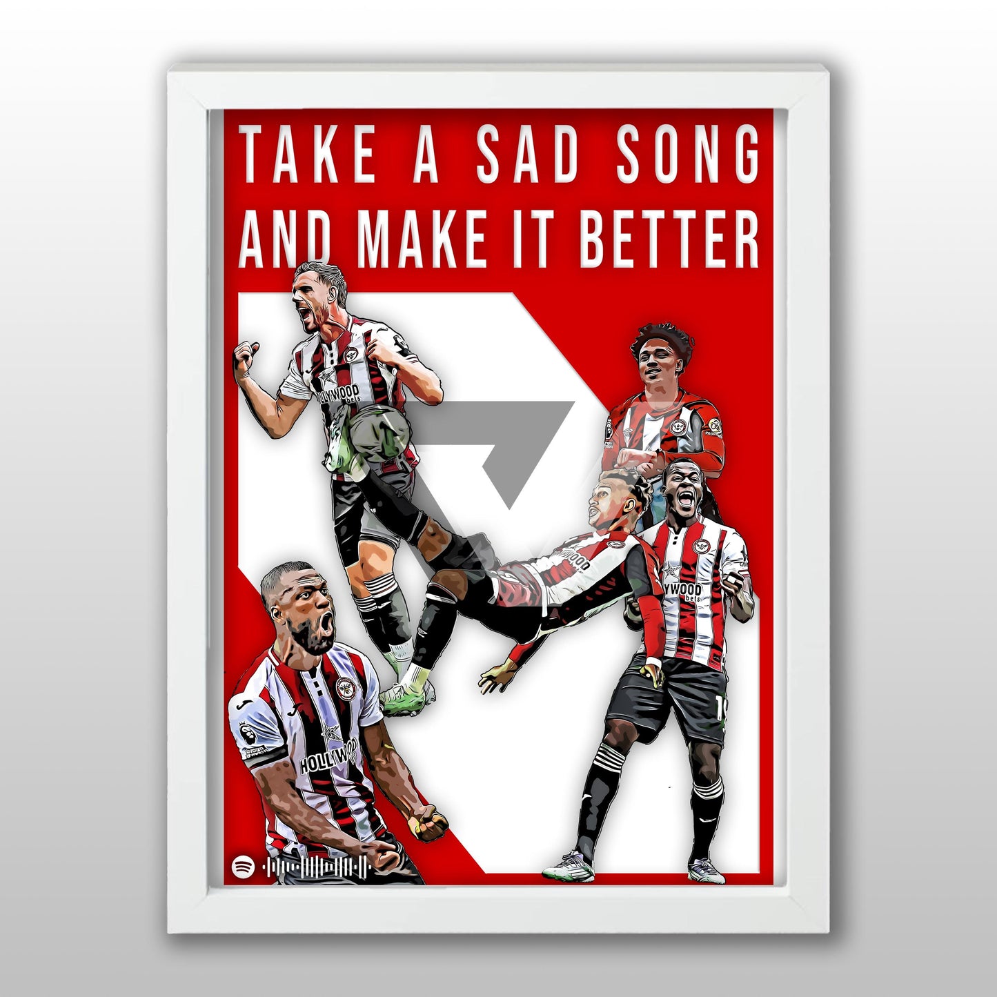 Brentford Song Lyric A4 Poster - "Sad Song" | Football art decor