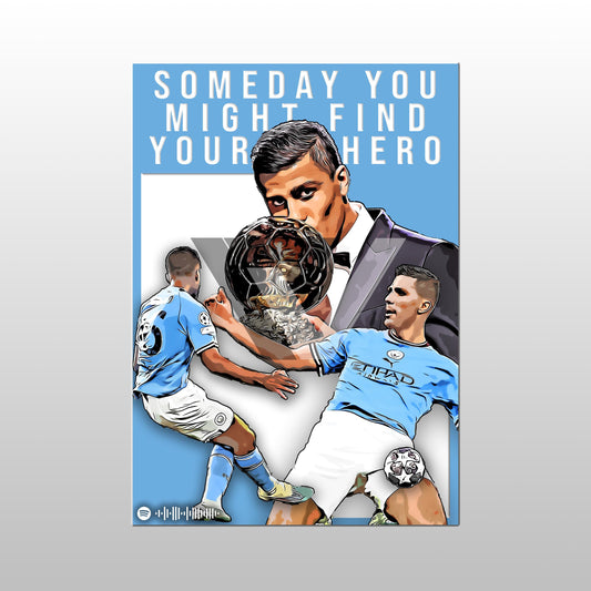 Manchester City Song Lyric A4 Poster - "Hero" | Football art decor
