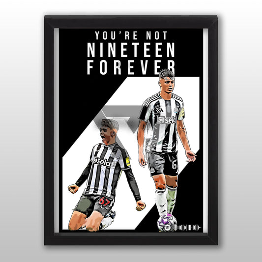 Newcastle Song Lyric A4 Poster - "Nineteen" | Football art decor