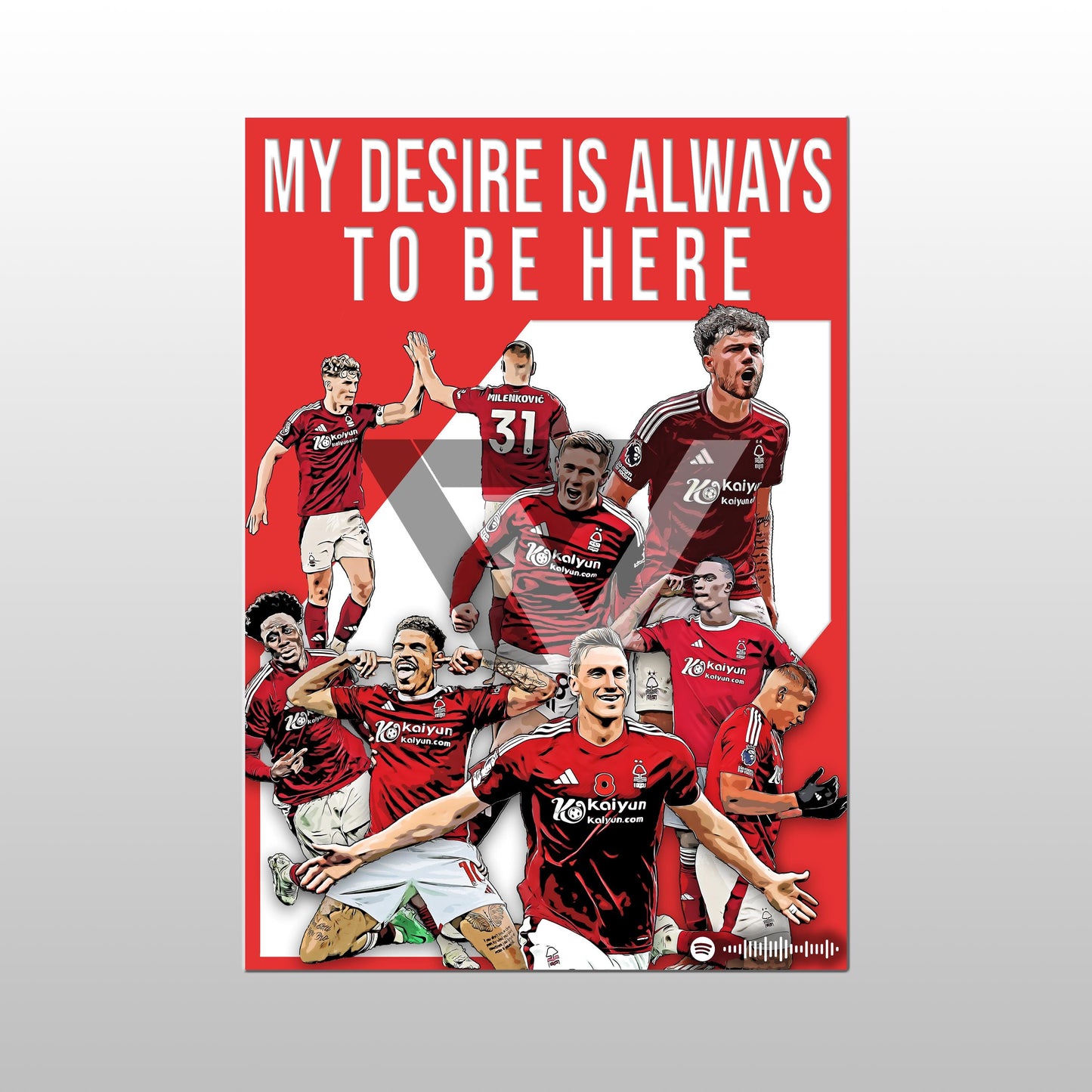 Nottingham Forest Song Lyric A4 Poster - "Desire" | Football art decor