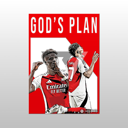 Arsenal Song Lyric A4 Poster - "God Plan" | Football art decor
