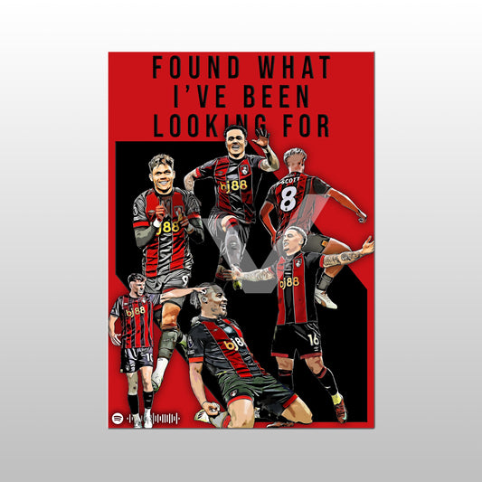 Bournemouth Song Lyric A4 Poster - "Looking For" | Football art decor