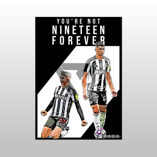 Newcastle Song Lyric A4 Poster - "Nineteen" | Football art decor