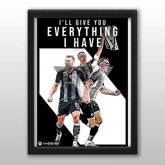 Newcastle Song Lyric A4 Poster - "Everything I have" | Football art decor