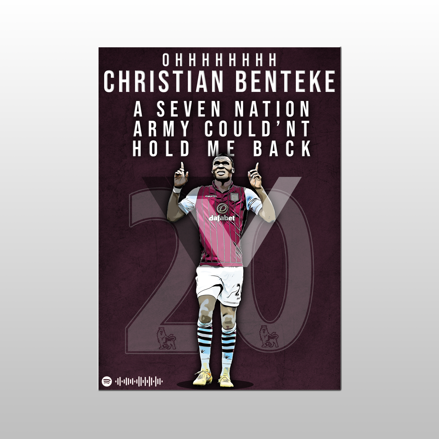 Aston Villa Song Lyric A4 Poster - "Benteke" | Football art decor