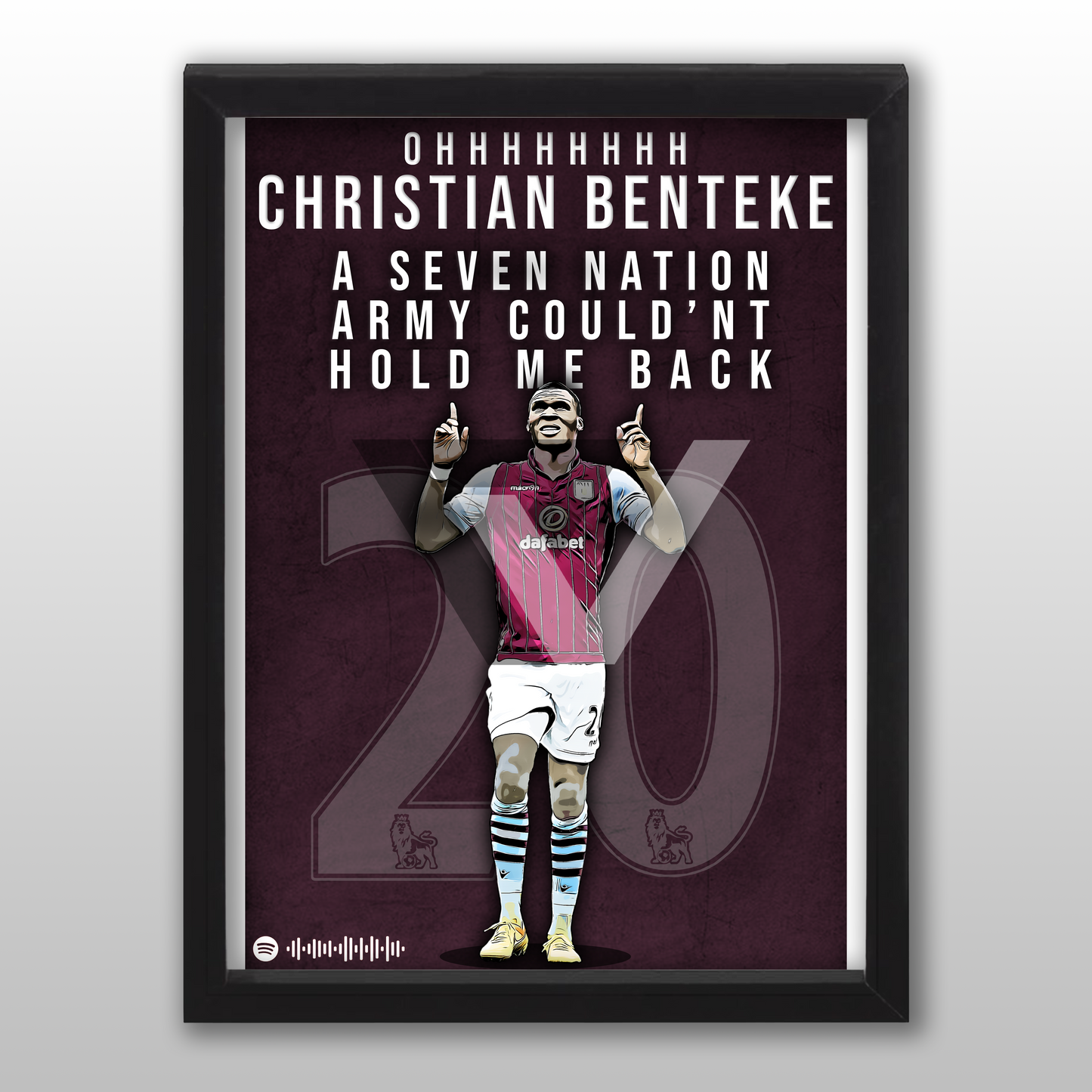 Aston Villa Song Lyric A4 Poster - "Benteke" | Football art decor