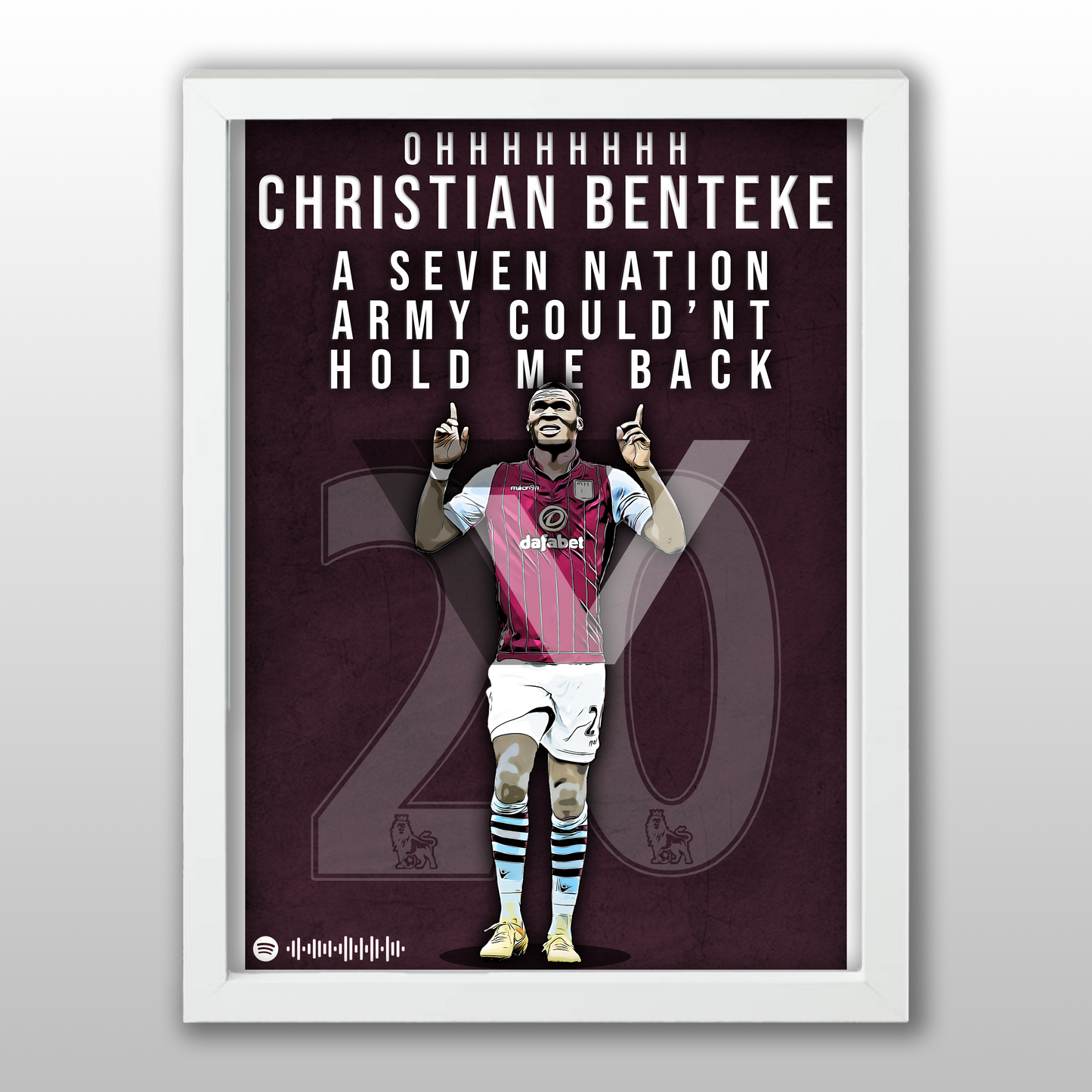 Aston Villa Song Lyric A4 Poster - "Benteke" | Football art decor