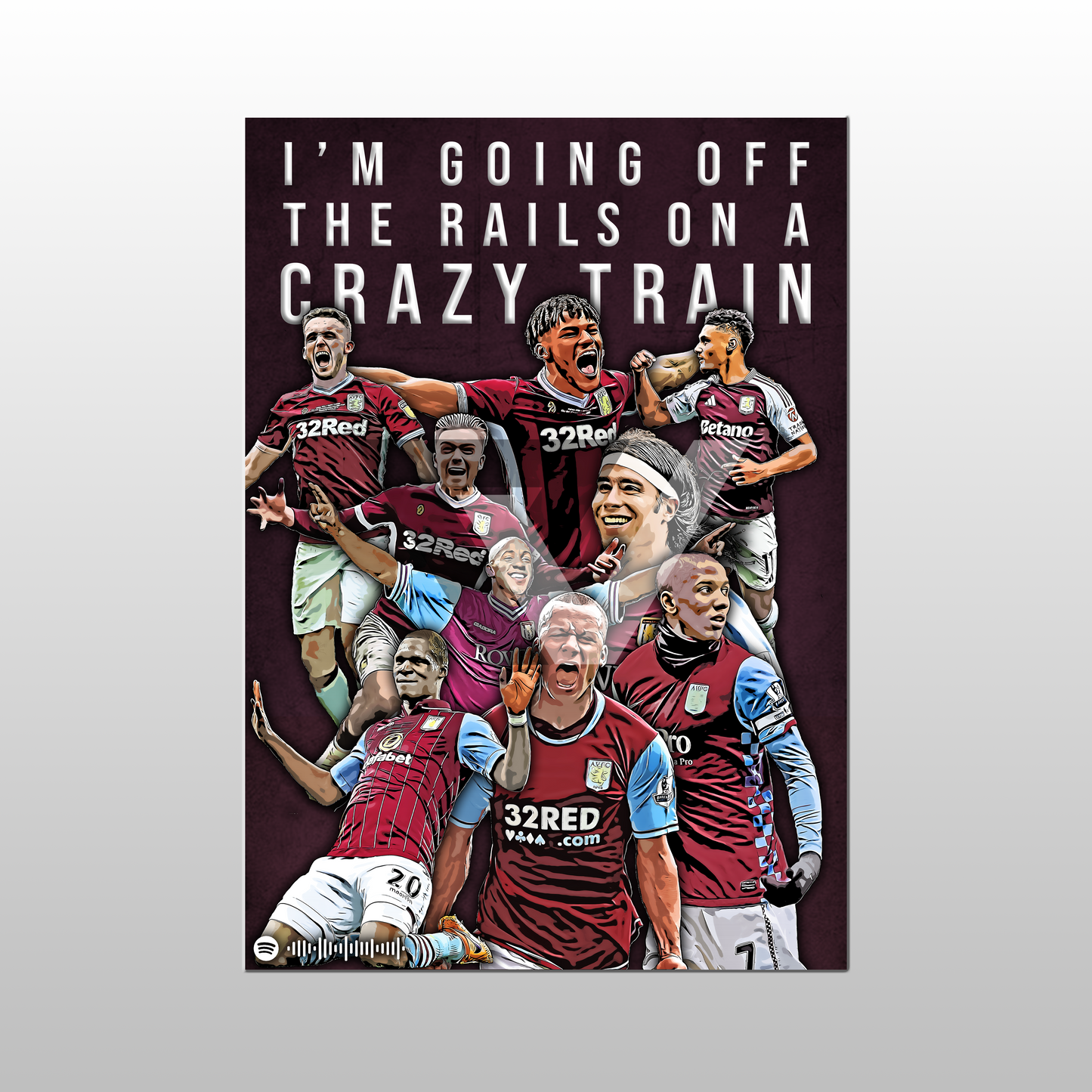 Aston Villa Song Lyric A4 Poster - "Crazy" | Football art decor