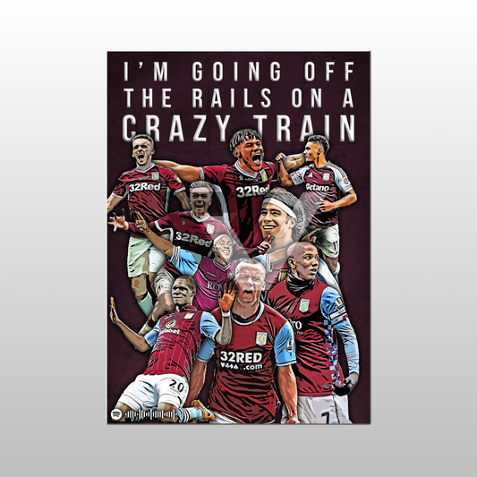 Aston Villa Song Lyric A4 Poster - "Crazy" | Football art decor
