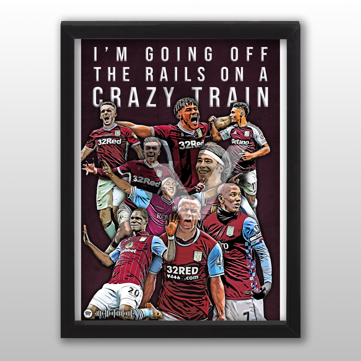 Aston Villa Song Lyric A4 Poster - "Crazy" | Football art decor