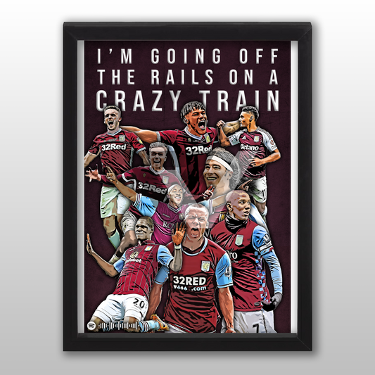 Aston Villa Song Lyric A4 Poster - "Crazy" | Football art decor