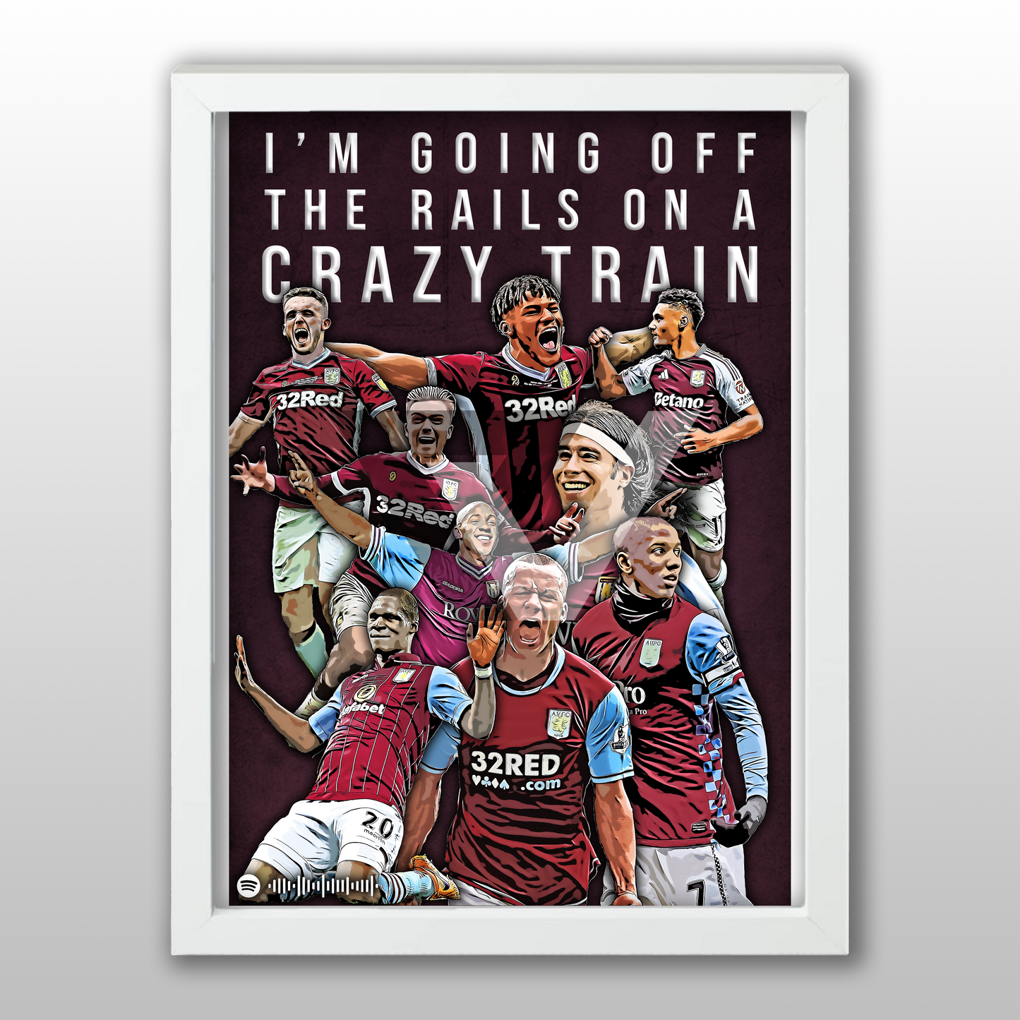 Aston Villa Song Lyric A4 Poster - "Crazy" | Football art decor