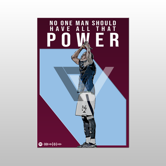 Aston Villa Song Lyric A4 Poster - "Power" | Football art decor