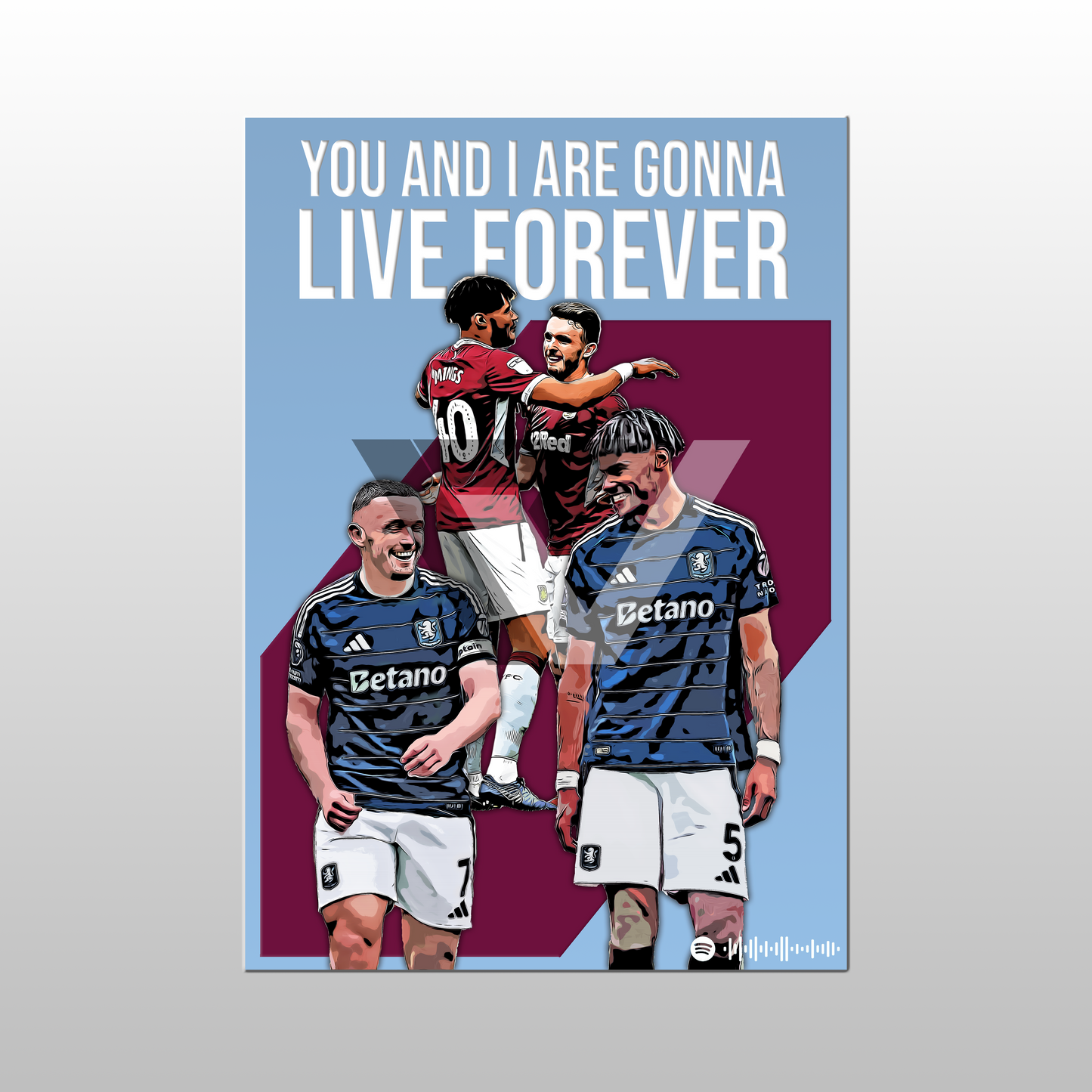 Aston Villa Song Lyric A4 Poster - "Forever" | Football art decor