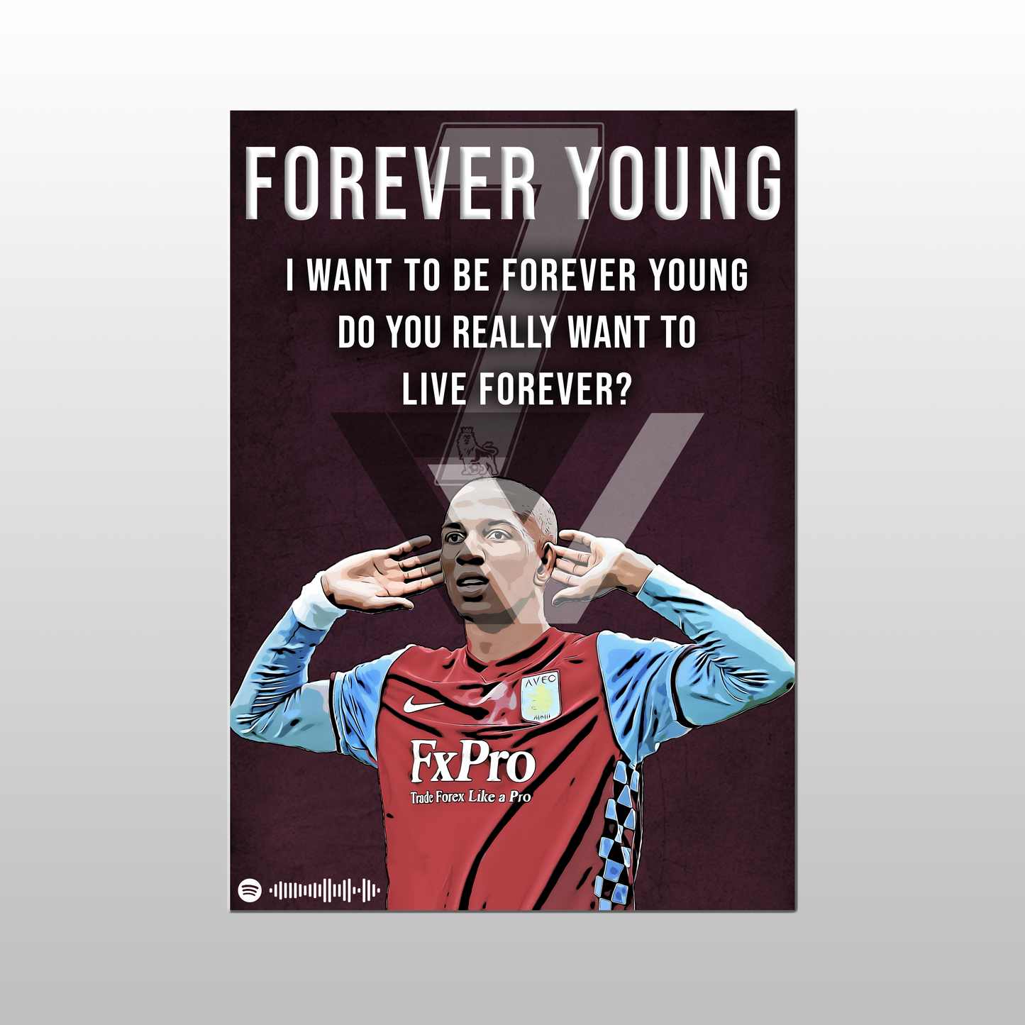 Aston Villa Song Lyric A4 Poster - "Young" | Football art decor