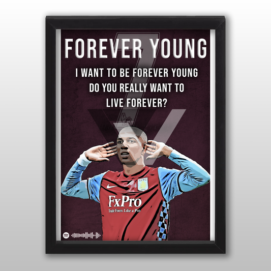 Aston Villa Song Lyric A4 Poster - "Young" | Football art decor