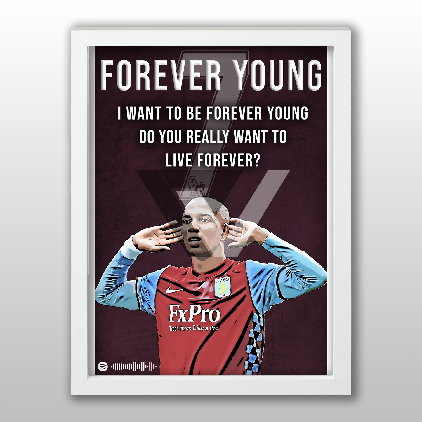 Aston Villa Song Lyric A4 Poster - "Young" | Football art decor