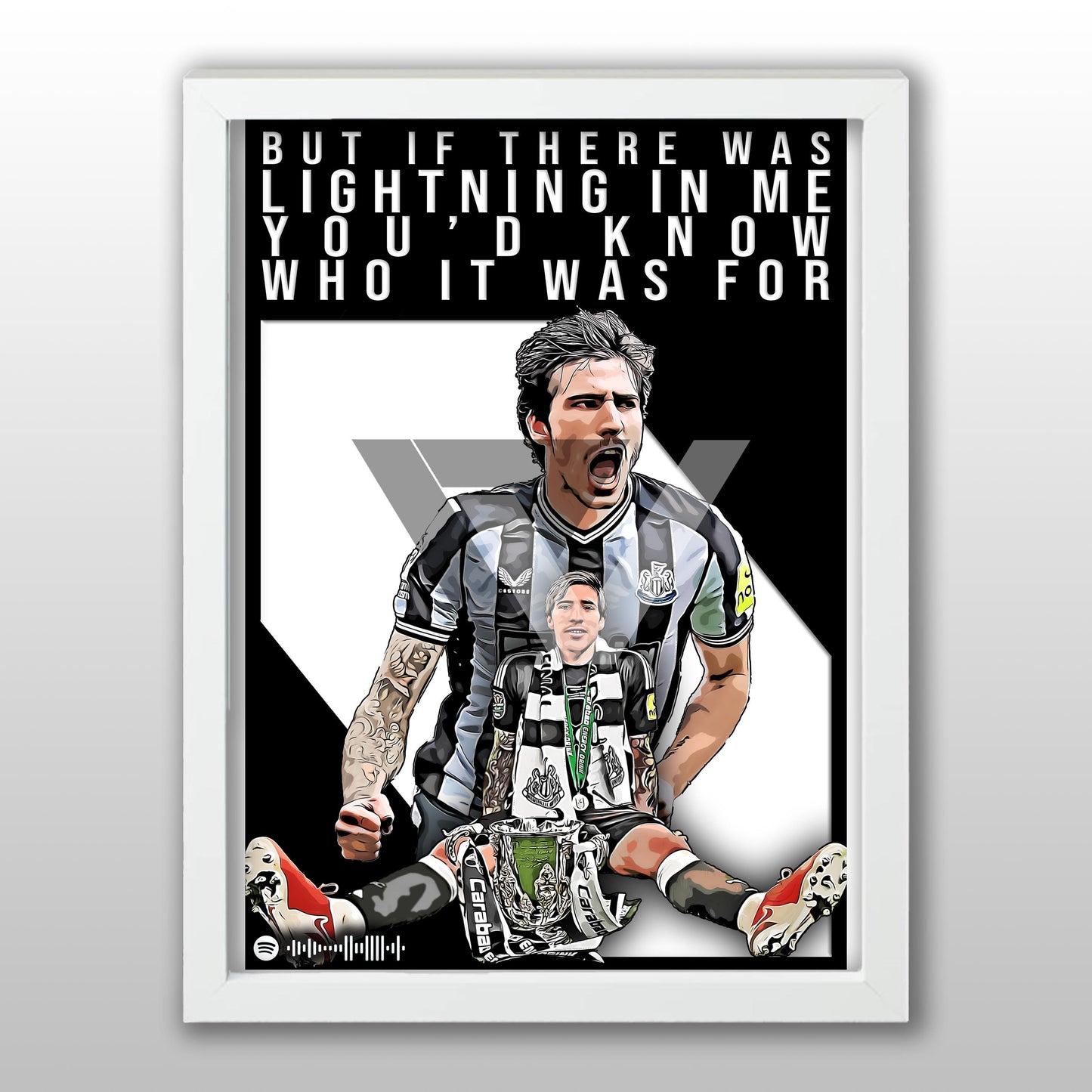 Newcastle Song Lyric A4 Poster - "Lightning" | Football art decor