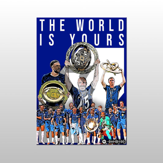Chelsea Song Lyric A4 Poster - "World Champions" | Football art decor