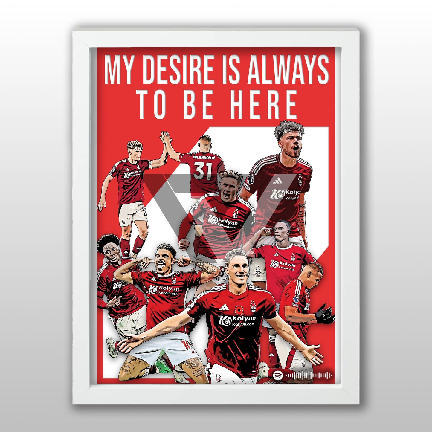 Nottingham Forest Song Lyric A4 Poster - "Desire" | Football art decor